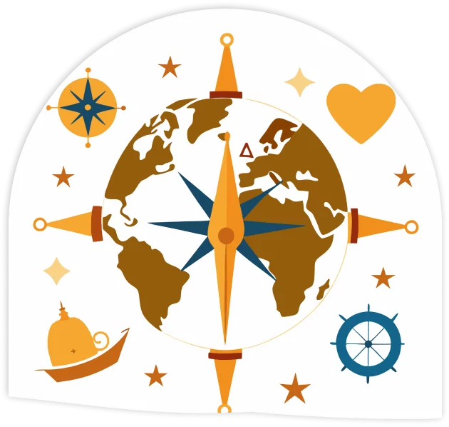 Compass and globe illustrating our values
